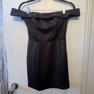 Kittenish Black Off-the-Shoulder Mini Dress